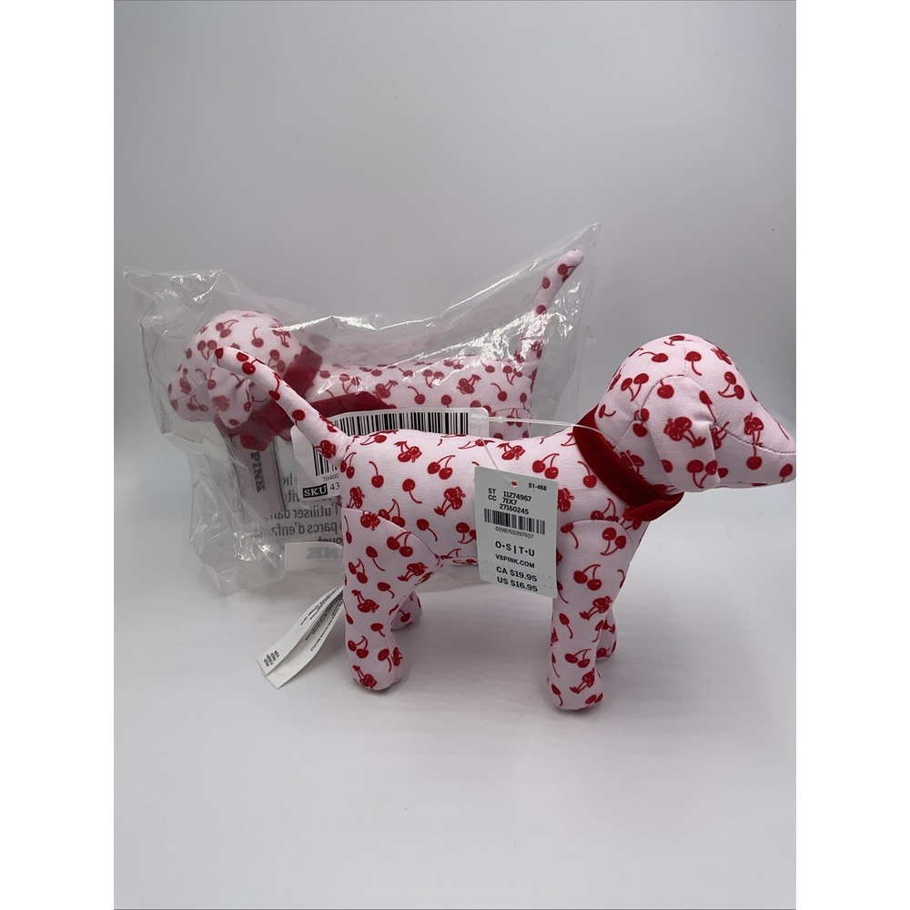 Lot 2 New 2026 Victoria's Secret Pink Valentines Day Dogs Cherries Stuffed Red